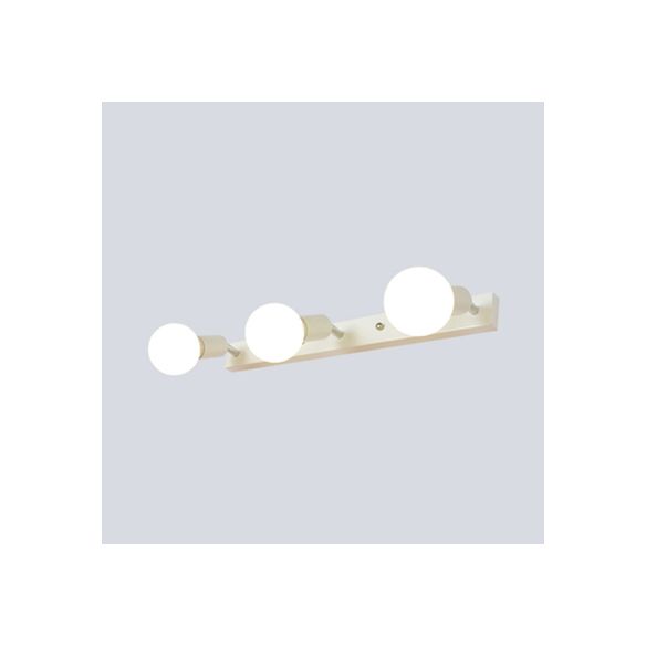 3/4 têtes d'éclairage de vanité de chambre à coucher avec ampoule exposée de style simple métal / blanc finition murale lampe
