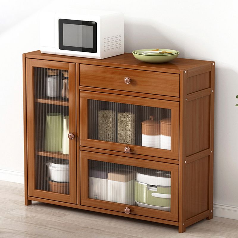 Modern Rectangle Accent Cabinet Brown Wood Knobs Side Cabinet with Doors
