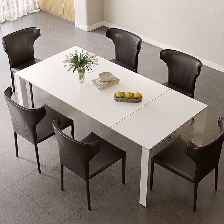 Modern Style 1/3/4/5/7 Pieces Dining Table Rectangle Stone Extendable Furniture in White