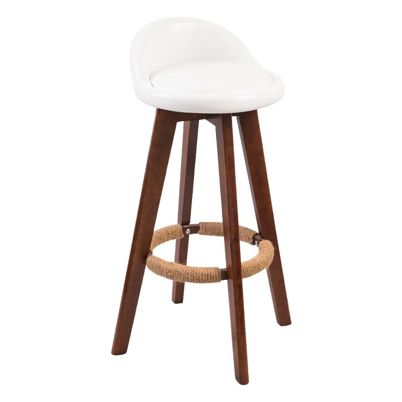Modern Rubberwood Indoor Stool Matte Finish Upholstered Bar Stools