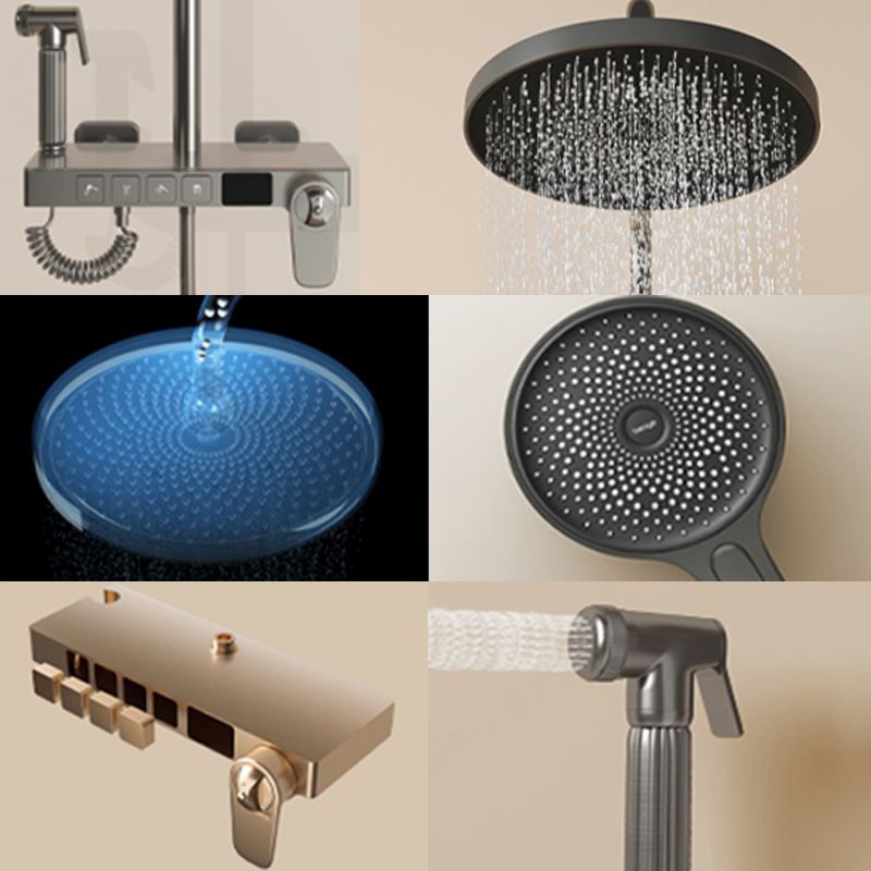 Brass Circular Shower Combo Wall Mounted Shower Set with 2 Shower Heads
