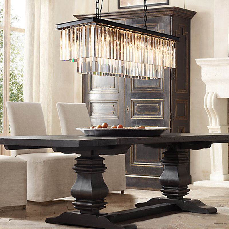 Colgante de cristal rectángulo colgante lineal comedor moderno de la isla de la isla de la isla