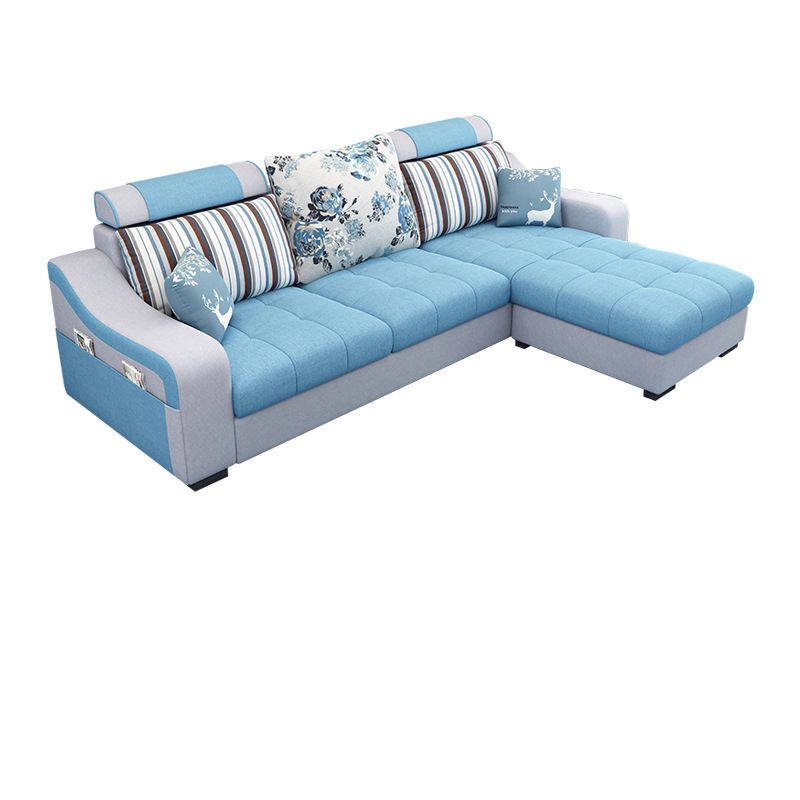 Sloped Arms Sectionals 106.3"D x 57"W High Back Sofa with Storage