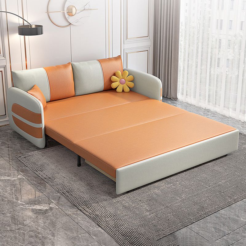 Scandinavain Futon Sofa Bed Faux Leather Storage Futon with Mattress