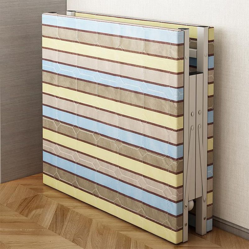 White Steel Folding Bed Contemporary Open-Frame Bed Set - 23.6" H