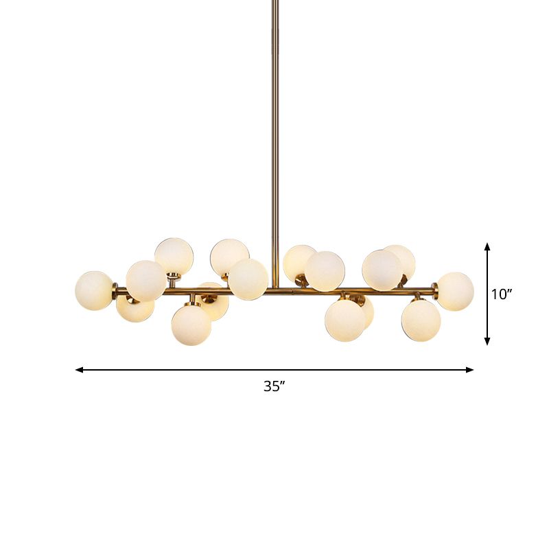Light Isola gorgogliato Isola Postmoderna Opal Glassone glassata 16 lampadine Gold Assicatore Luce del soffitto a sospensione