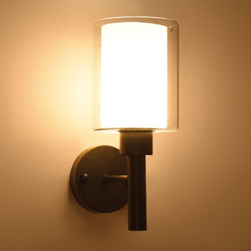 Contemporary Single Bathroom Vanity Light Cylindrical Glass Bath Bar