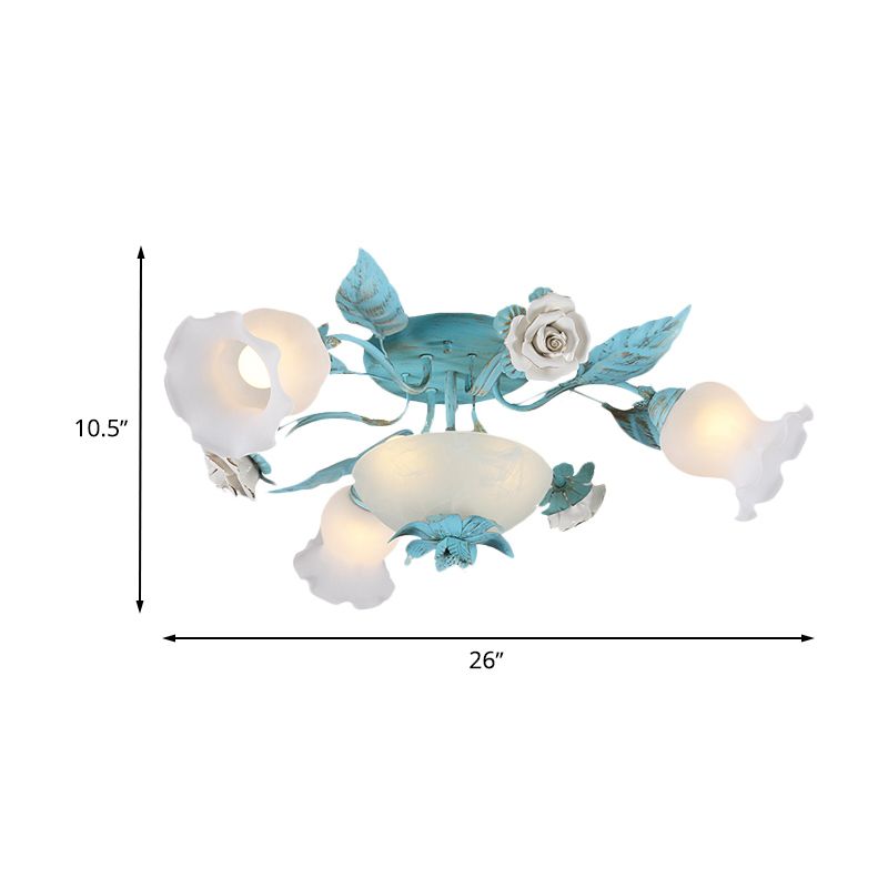 Starburst Milchglas Halbflush Mount Koreanische Blume 5/7/11 Lichter Wohnzimmer Flush Leuchte