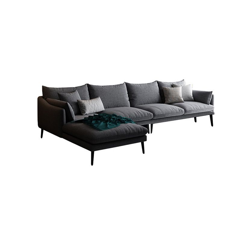 Gray 4/5-seater Sloped Arm Sectional Fabric Slipcovered Sectional