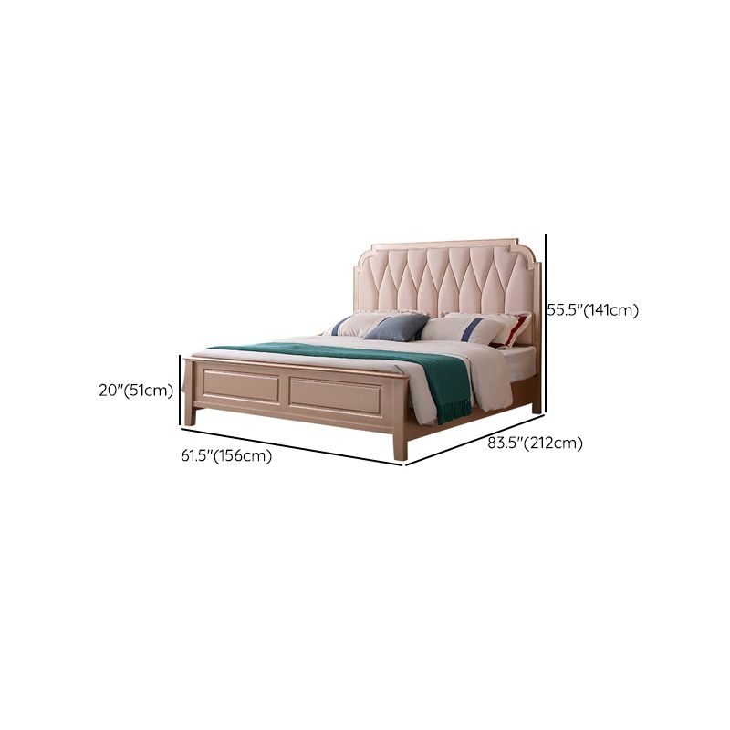 Traditional Solid Color Standard Bed Rubberwood Scooped Bed Frame