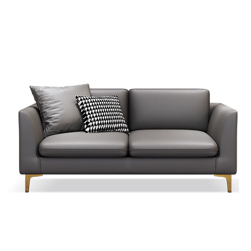 Gold Modern Fabric Sofa with Bolster Pillows 29.53"High Square Arm Sofa