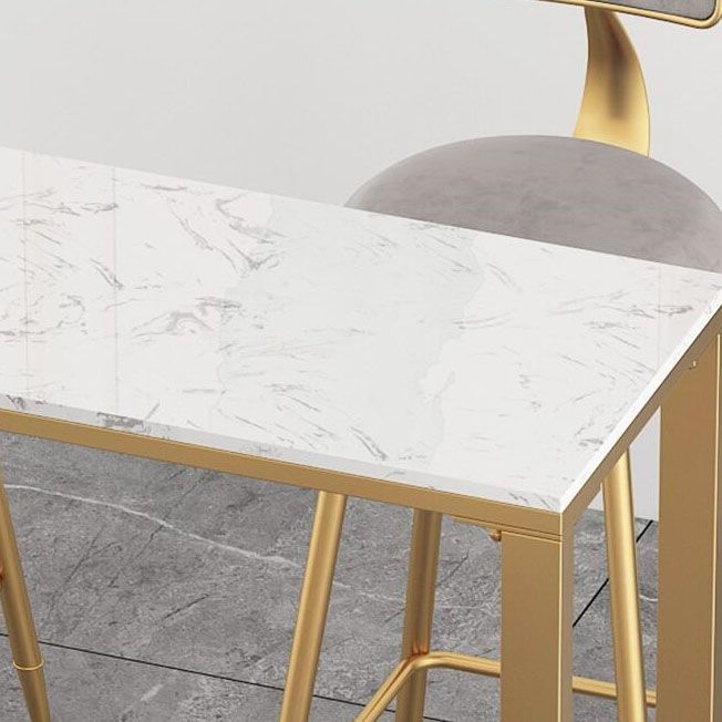 Luxurious Rectangular Pub Table Set 1/4/7 Pieces Stone Top Counter Table Set