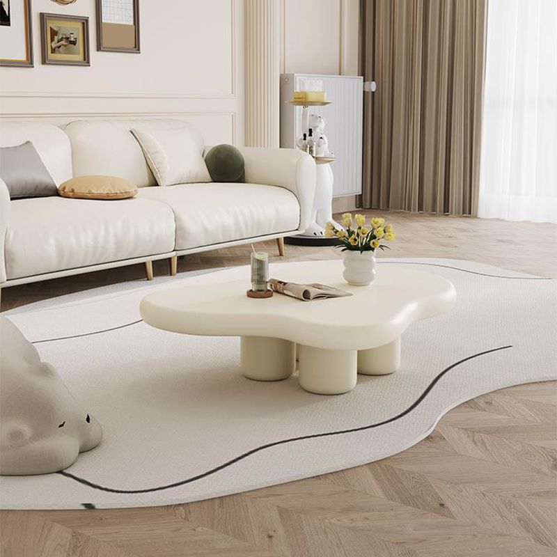 Modern Single Coffee Table No Distressing Free-Form 4 Legs Coffee Table
