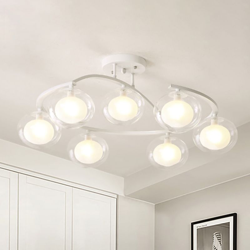 Mont semi-plafond du bras Twist avec une teinte ovale lampe au plafond en métal contemporain pour le café