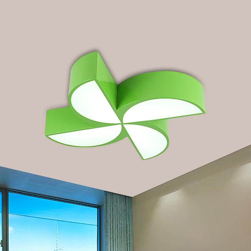Windmill Baby Room Ceiling Mounted Lamp Acrylic LED Kids Flush Light Fixture in Red/Yellow/Blue