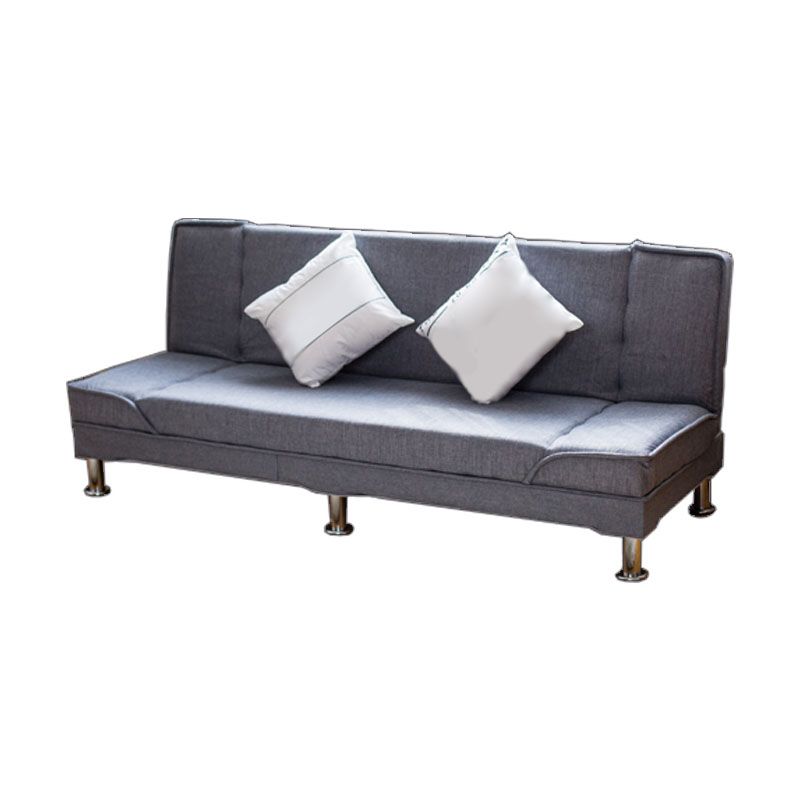 Modern Cotton Blend and Velvet Convertible Loose Back Armless Sofa Bed