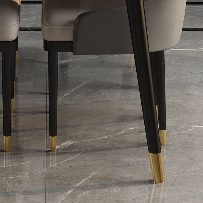 Rectangular Sintered Stone Dining Table Luxury White Furniture with Steel 4 Legs for Home