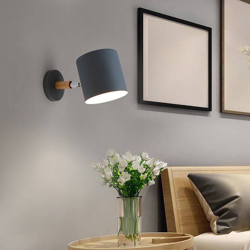 Half Cylinder Shape Metal Wall Light Fixture Modern Style Wall Lamp for Bedroom