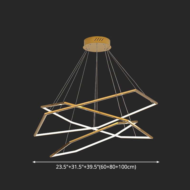 Ultra-modern Geometric Chandelier Metallic Suspended Lighting Fixture for Living Room