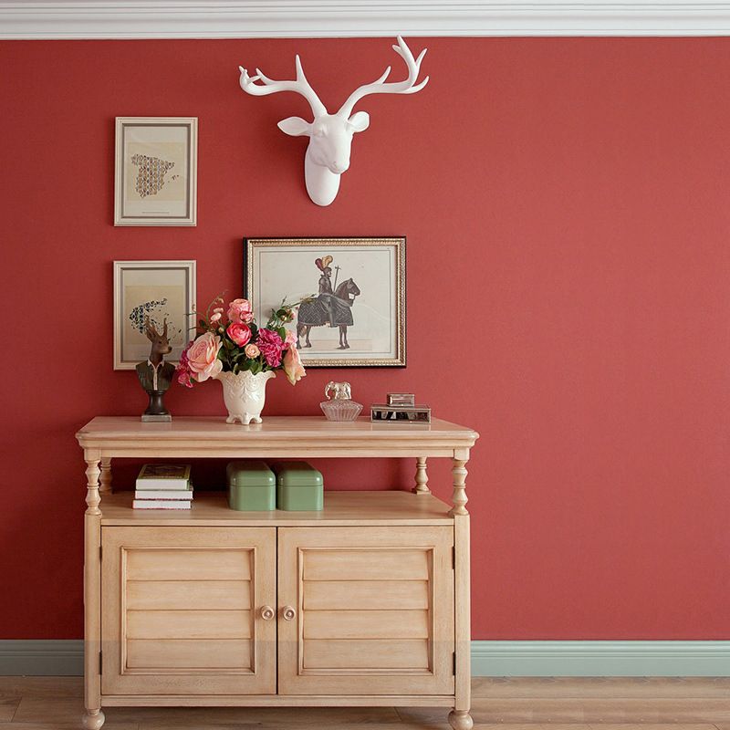 Minimalist Solid Color Wallpaper Roll Stain Resistant Wall Covering for Living Room