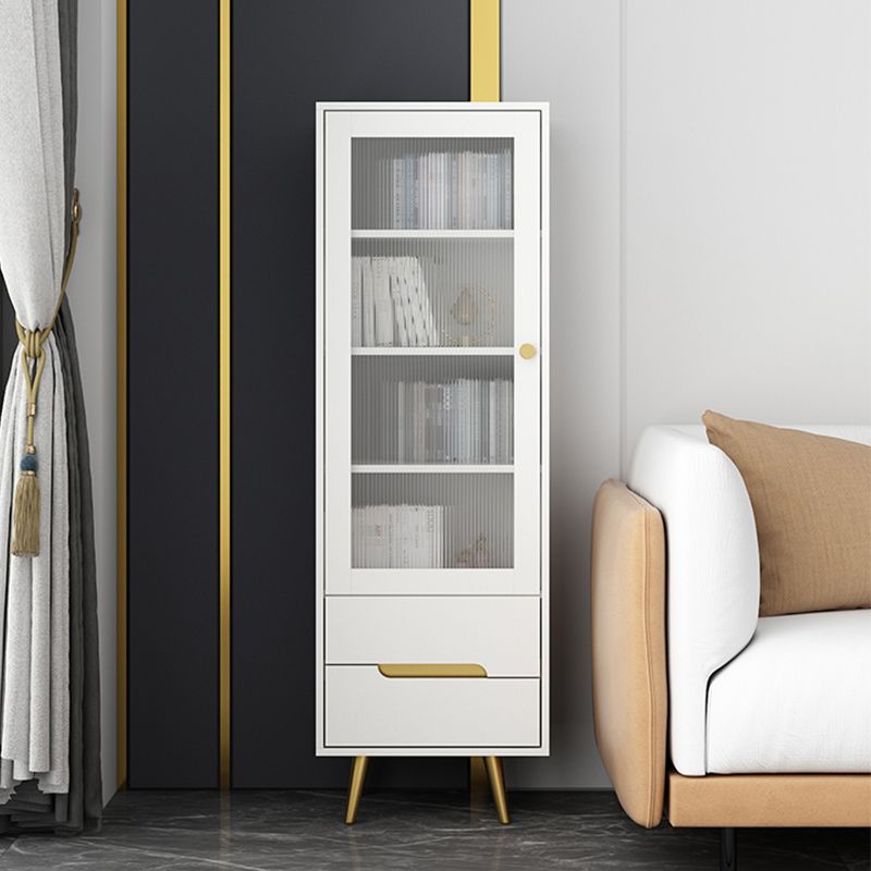 Modern Wooden Accent Cabinet with 2 Drawers and Glass Door Cabinet