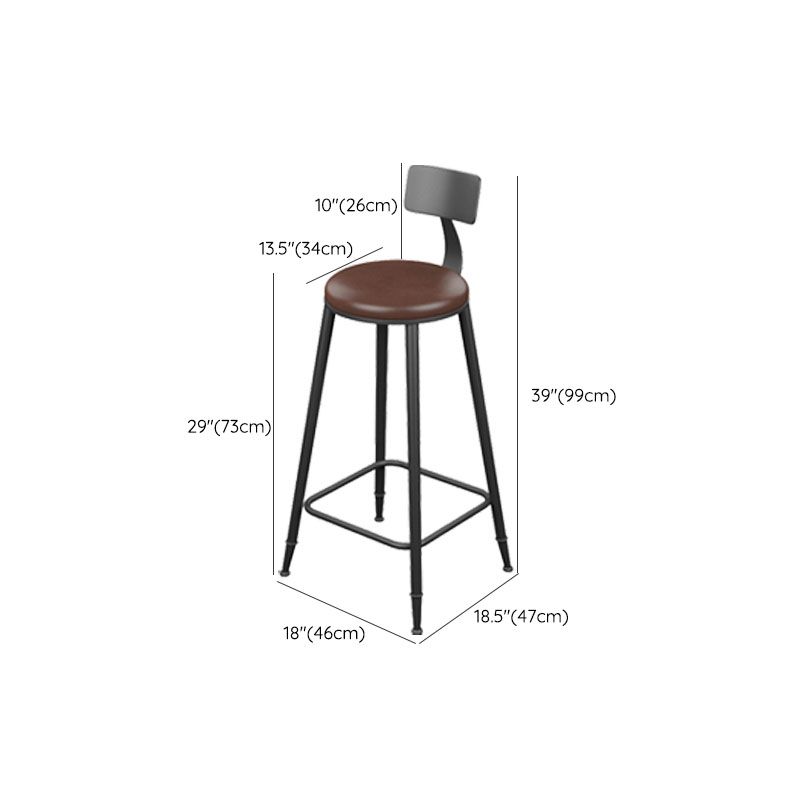 Industrial Metal Bar Stool Low Back Bar Stool with Black Base