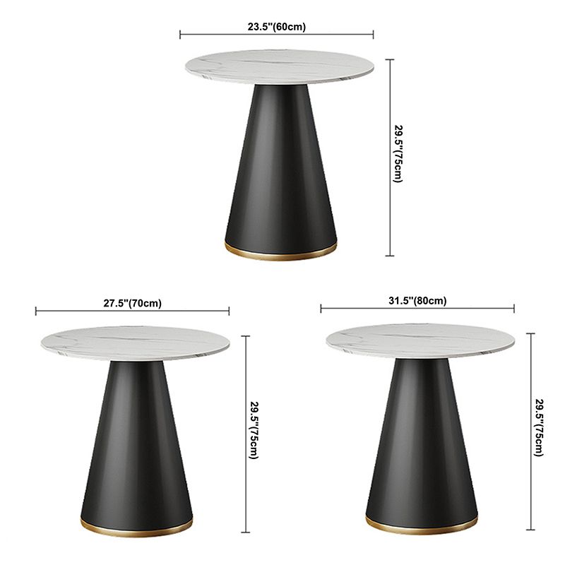 Round Table Dinette Table Contemporary Stone Dinner Room Table with Pedestal Base