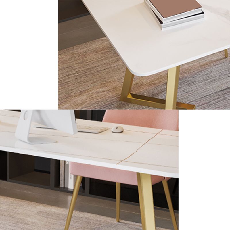 Glam 29.53-inch Tall Writing Desk Sled Base Gold Office Desk