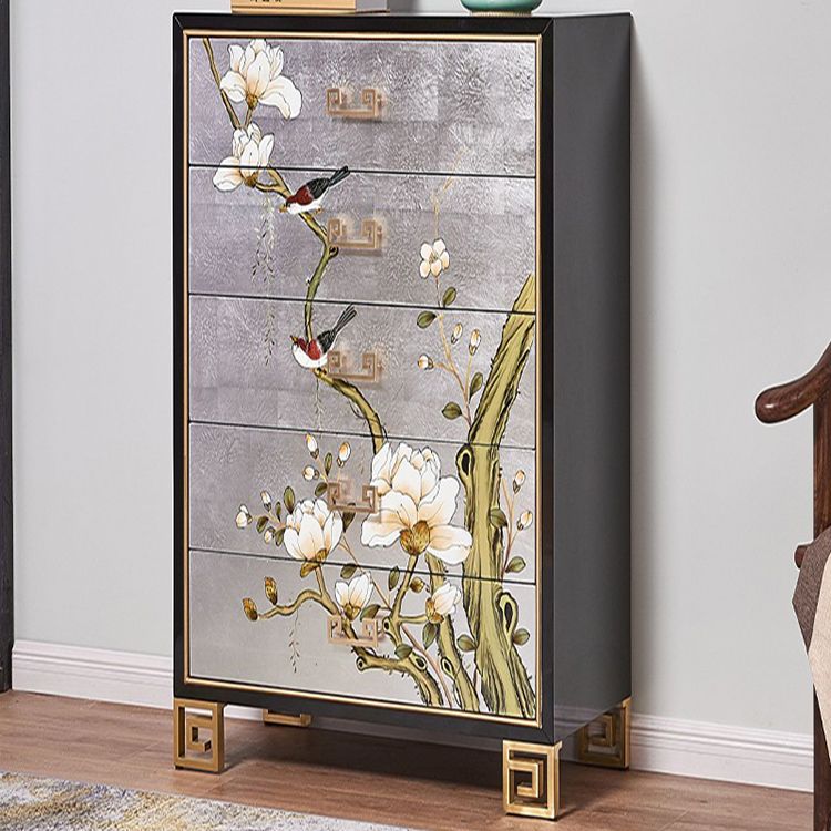 Traditional Storage Chest Solid Wood Dresser with 5 Drawers , 15.6 Inch Width