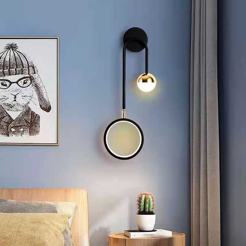 Globe Wall SCONCE Moderne wandlampen metaal 2 licht wandlamp in het zwart
