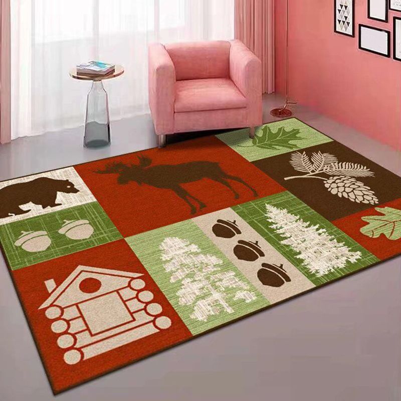 Trendy Christmas Pattern Carpet Polyester Indoor Rug Non-Slip Backing Rug for Living Room