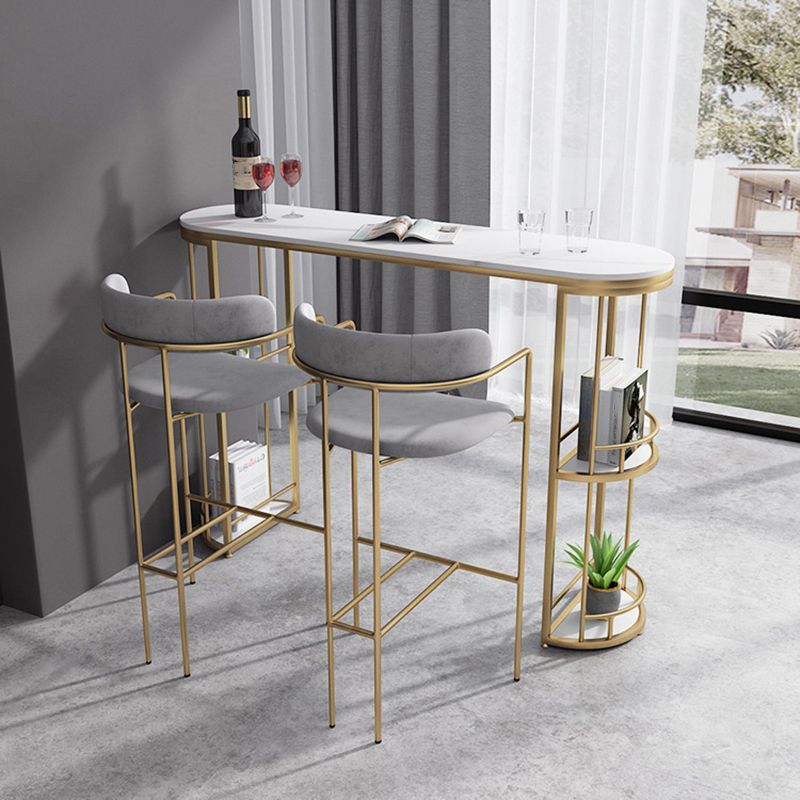 Traditional Luxury Stone Bar Dining Table Oval Bar Table with Double Pedestal