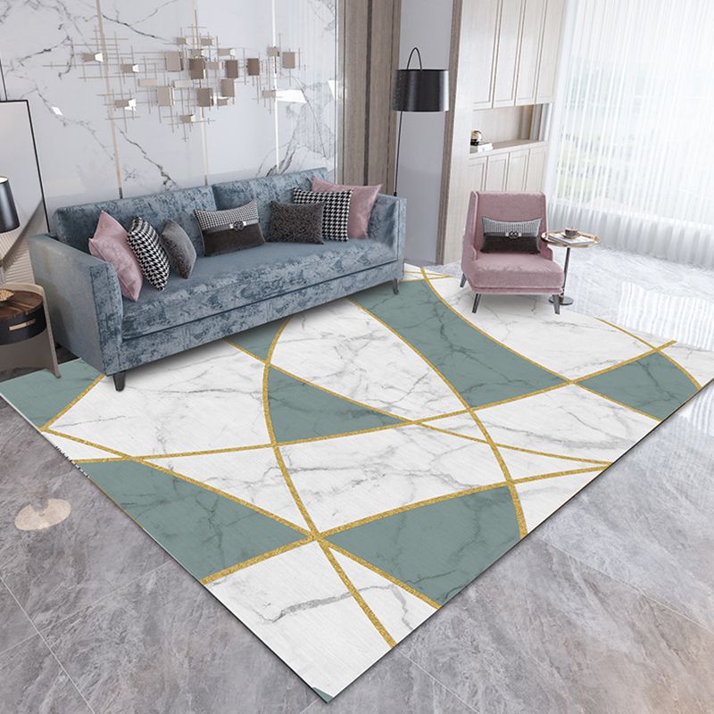 Modern Abstract Print Carpet Bold Washable Carpet Polyster Rug with Non-Slip Backing