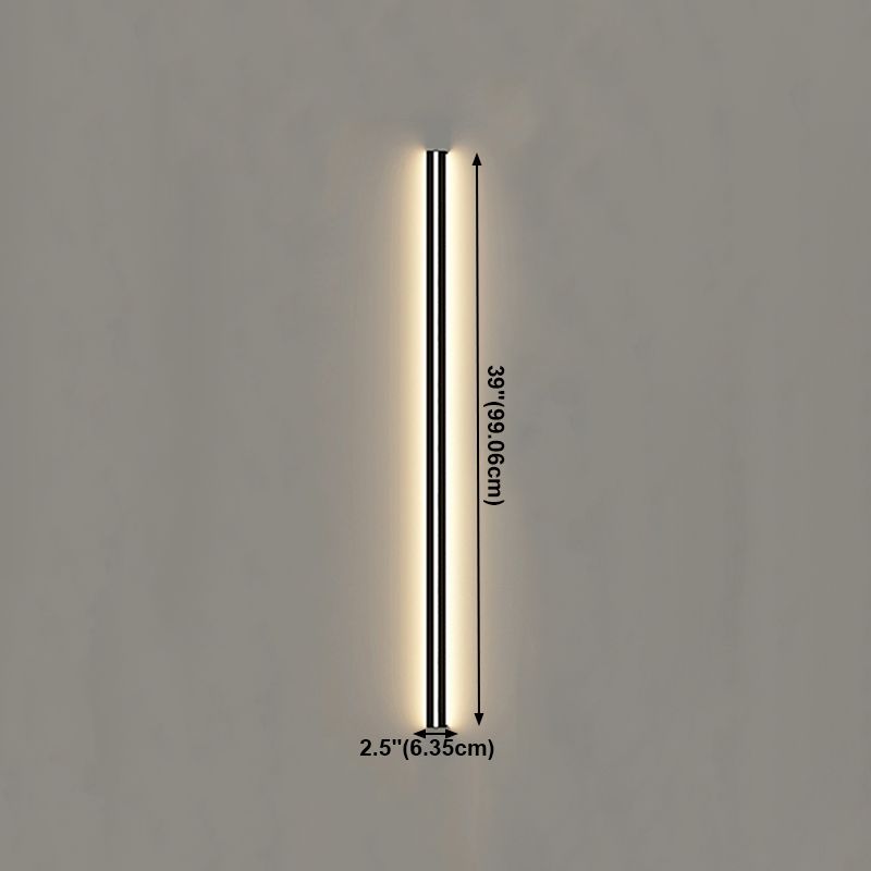 1 Light Linear Shape Wall Lighting Modern Style Metal Wall Light Sconce in Black
