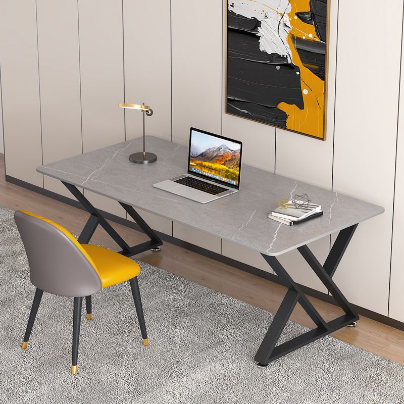 29.53" H Industrial Rectangular Office Desk Antique Finish Computer Desk with Metal Legs