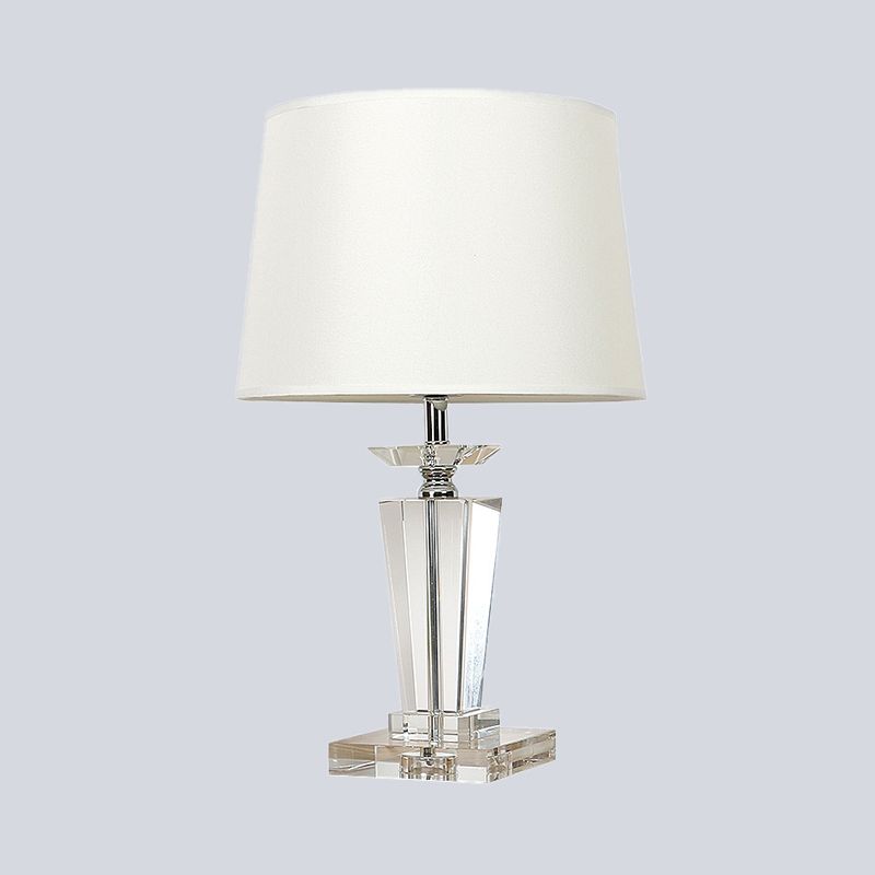 Fasskristall Task Light Moderne Stoff 1 Glühbirne weiße Nachttischlampe, 21 "/23,5" lang