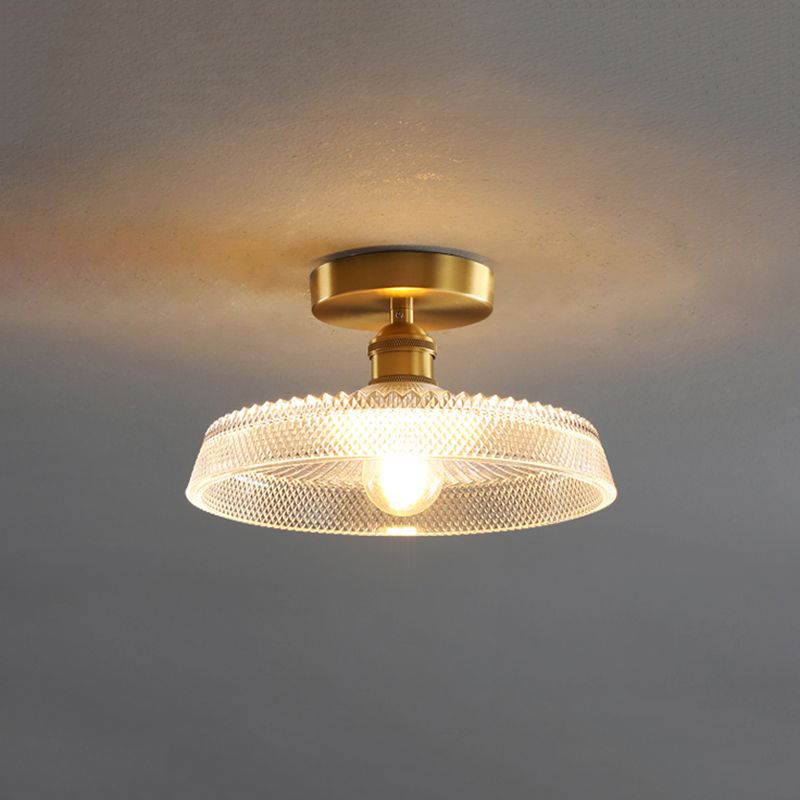 American Style Ceiling Lamp 1-Light Ceiling Mount Light with Glass Shade for Aisle