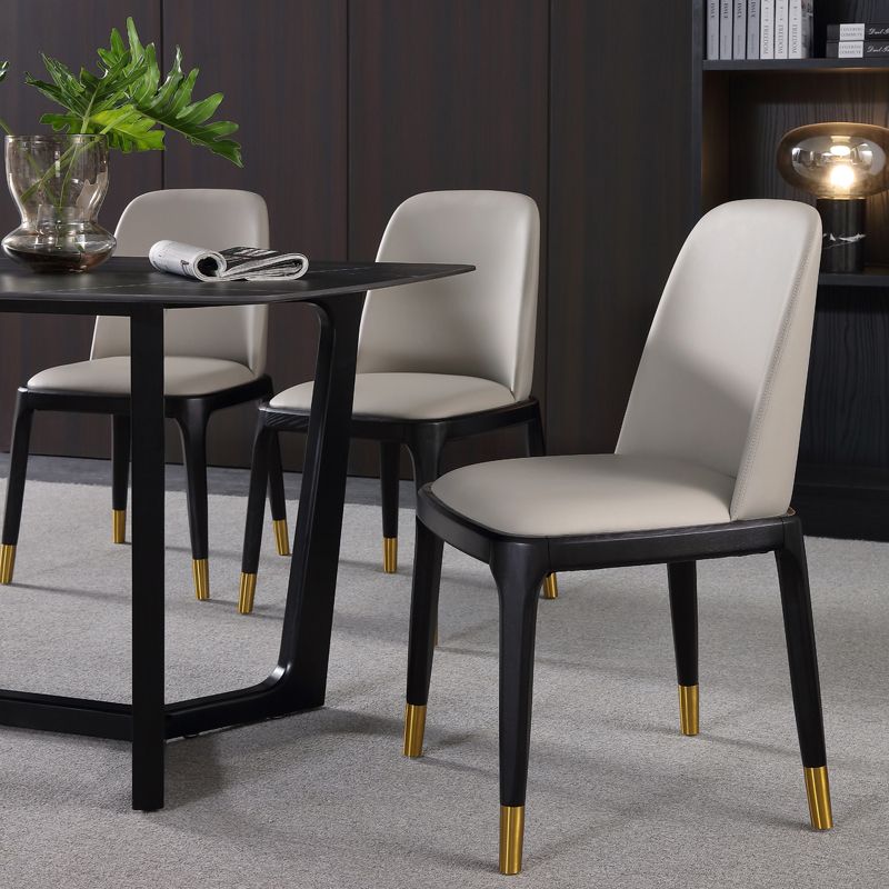 Chaises d'appoint en Faux cuir de Style scandinave, avec pieds en bois, dossier solide, pour la maison