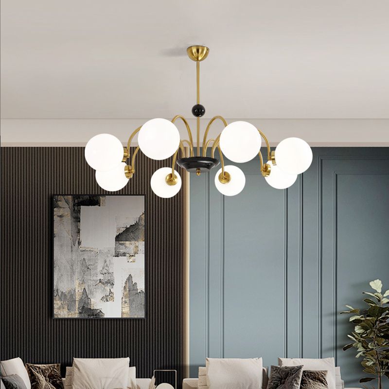 Glass Spherical Shape Chandelier Modern Style Multi Light Chandelier Light for Bedroom