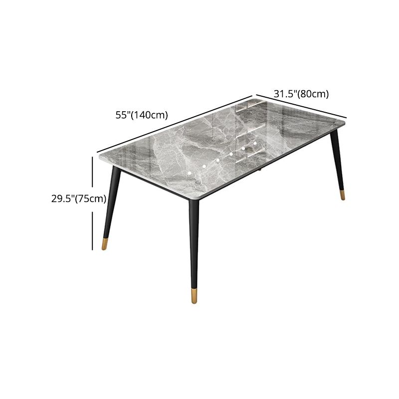 Nordic Style 1/4/5/7 Rectangle Dining Room Set with Leather Chairs