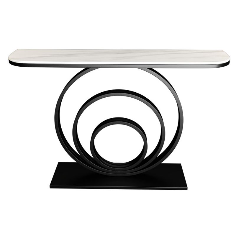 Stone Half Moon Console Table 31.5-inch Tall Accent Table with Shelf