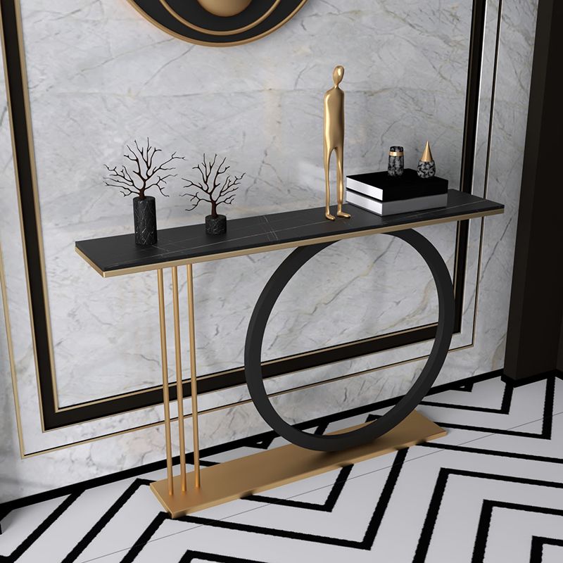 31.5-inch Tall Modern Console Table Stone Accent Table with Shelf