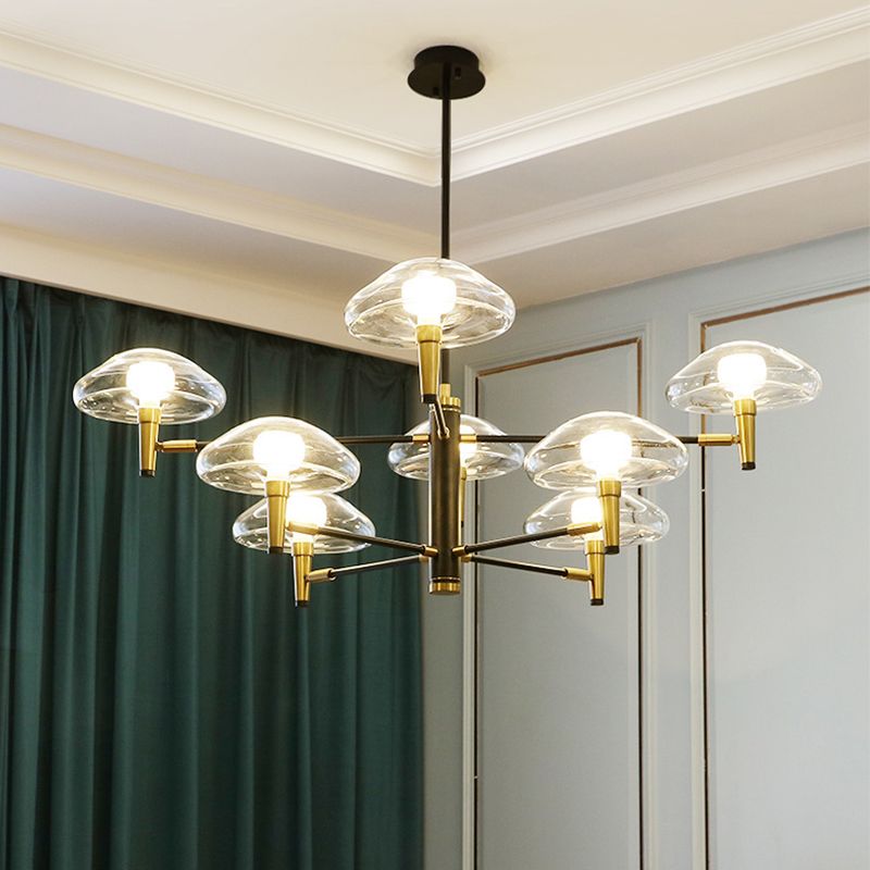 Lampada del lampadario nordico Gold e nero Jellyfish Light Kit con tonalità in vetro trasparente