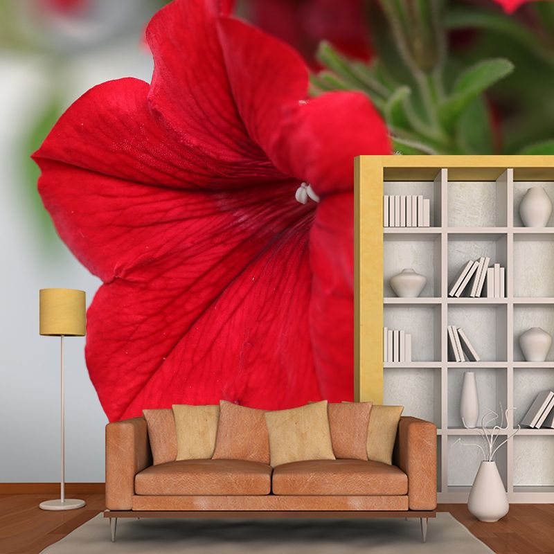 Contemporary Blooming Petunia Mural Wallpaper Environmental for Bedroom