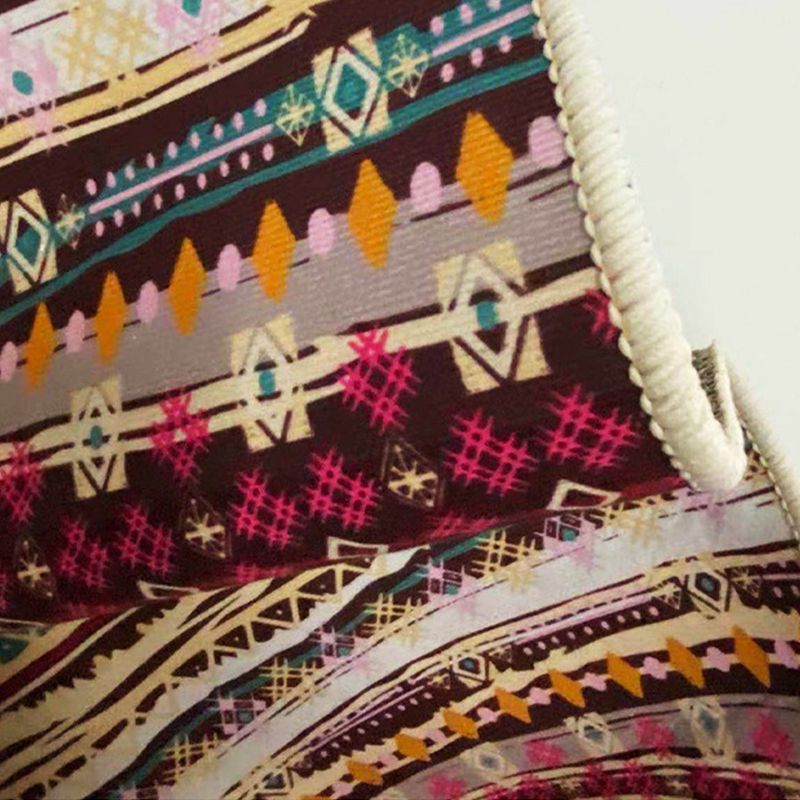 Multicolor Area Rug Retro Tribal Symbols Carpet Polyester Home Decor Rug with Anti-Slip Backing