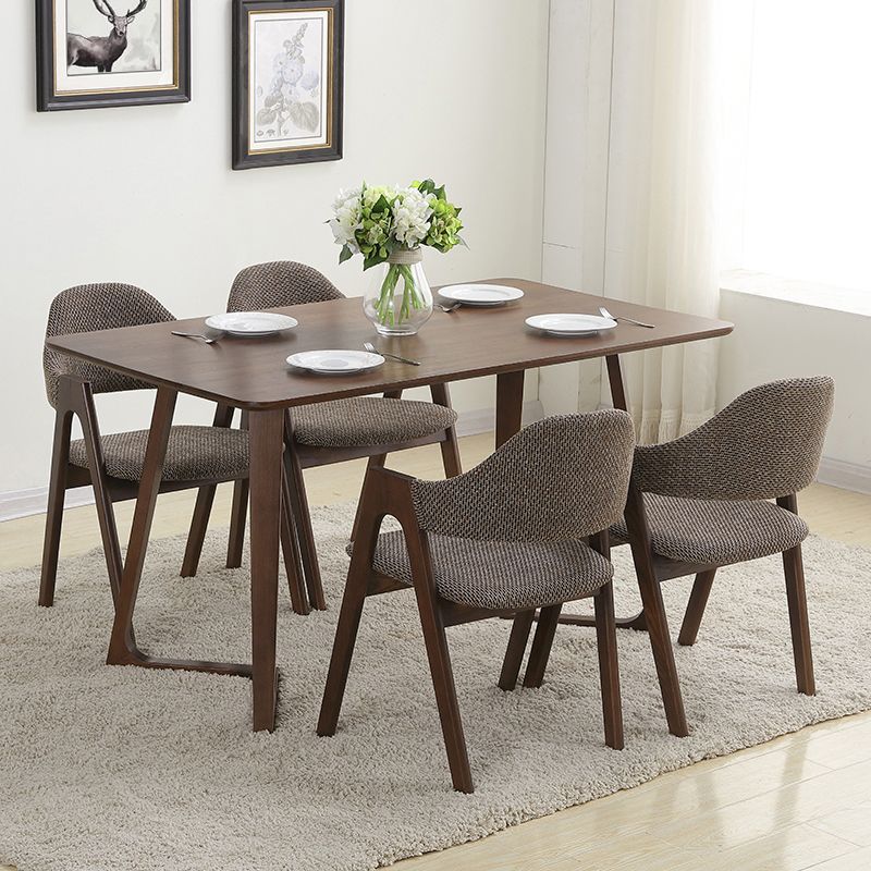 Fauteuil de salle à manger moderne, fauteuils rembourrés avec pieds en bois (Ensemble de 2)