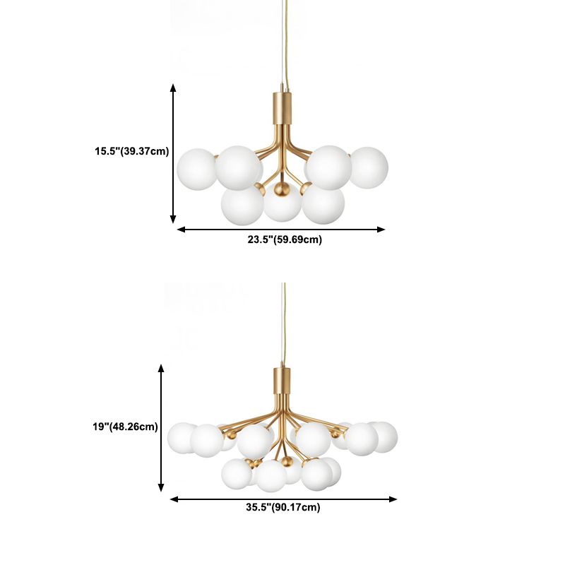 Modern Style Chandelier Light Fixture Globe Shape White Glass Pendant Light