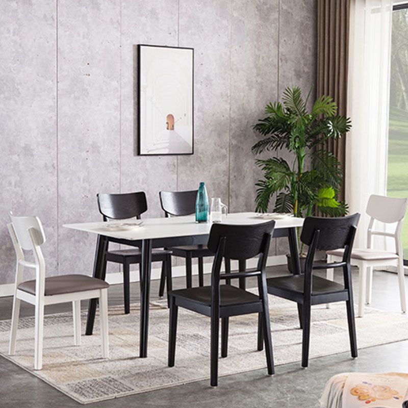 Wood Kitchen Dining Side Chair Ladder Back Side Chair in Black