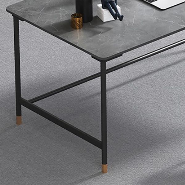 Industrial Rectangular Writing Desk H-Shape Office Desk Dark Taupe