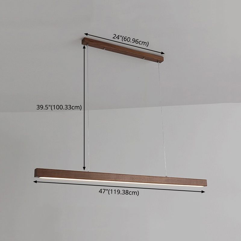 Luci a sospensione a sospensione in legno Lampade appese lineari moderne per sala da pranzo